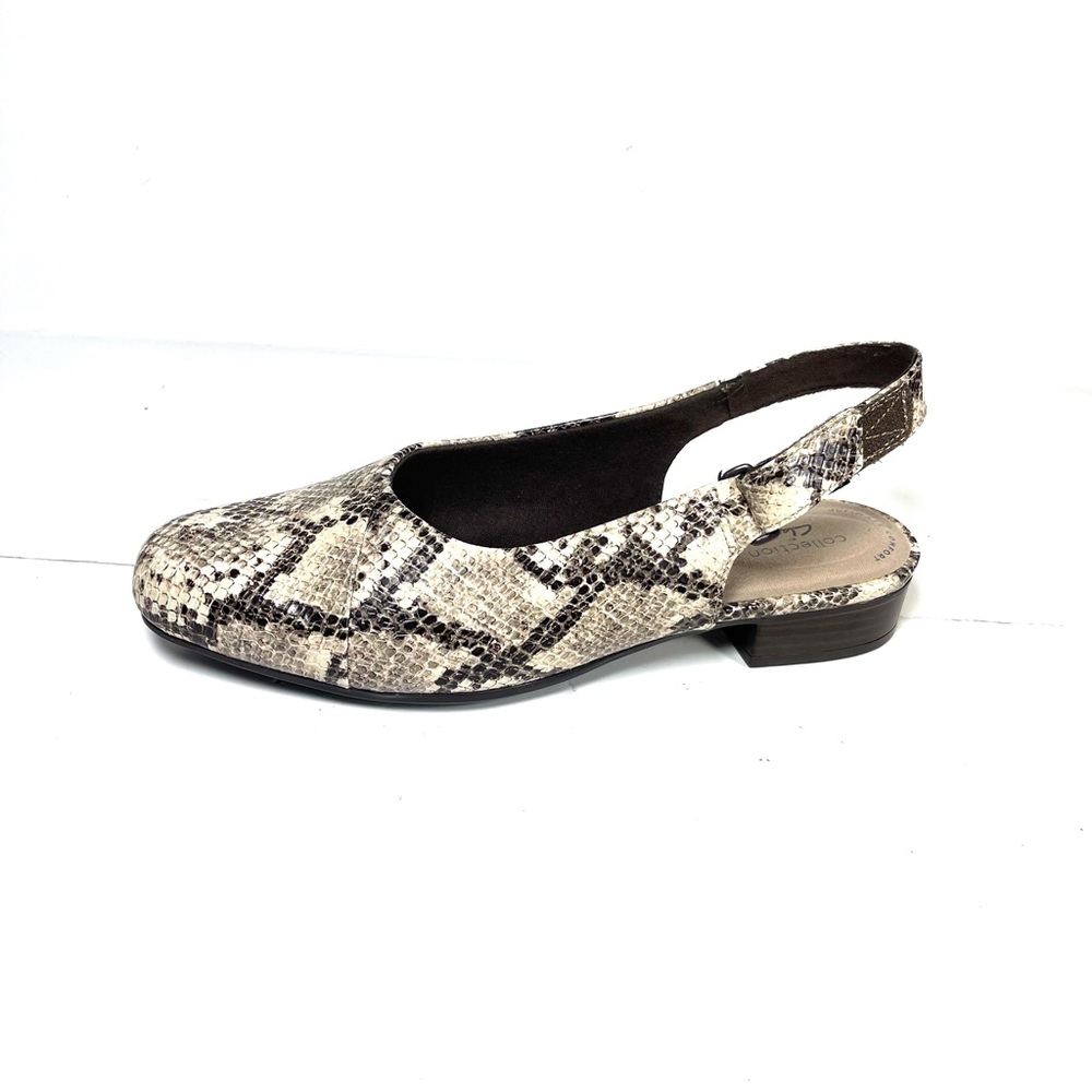 Clarks Collection Women's Slingback Flats‎ Gray Snake Prints Size 8.5M